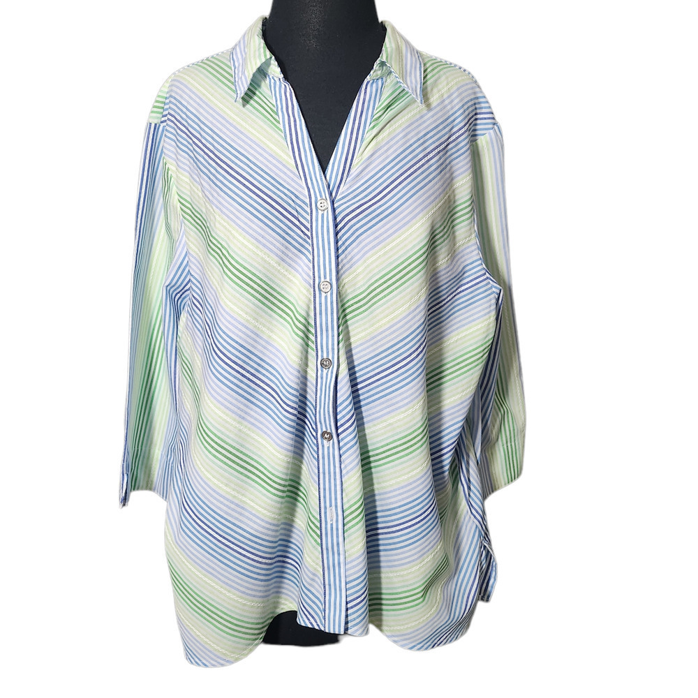 Alfred Dunner button down blouse 3/4 sleeve sz XL